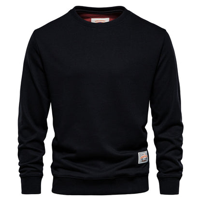Herren Sweatshirt mit Rundhalsausschnitt aus Polyester - schwarz