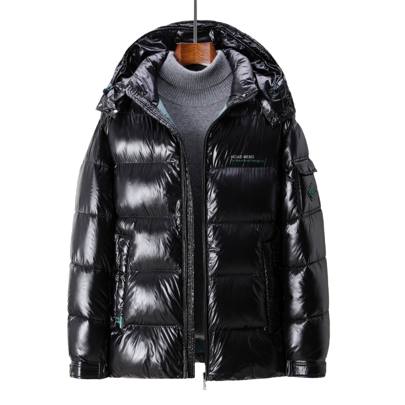 Winterjacke Herren gefüttert mit Kapuze - schwarz