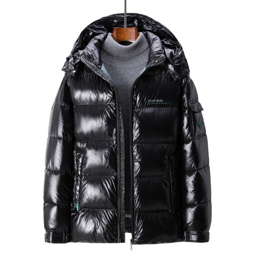 Winterjacke Herren gefüttert mit Kapuze - schwarz