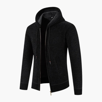 Herren Cardigan mit Kapuze und Hoodie-Stil - schwarz