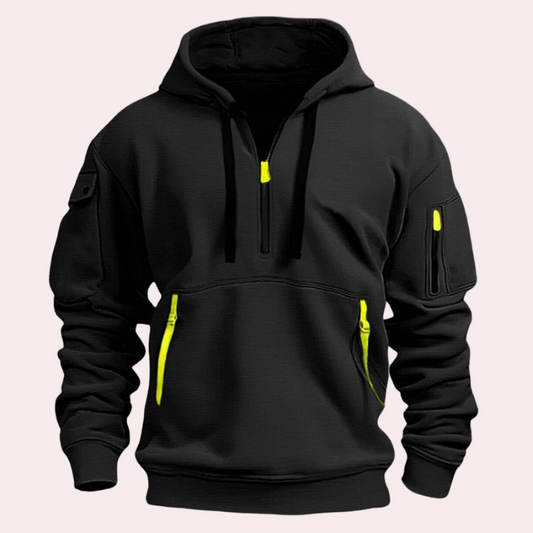 Herren Pullover mit Reißverschluss im Casual Look - schwarz
