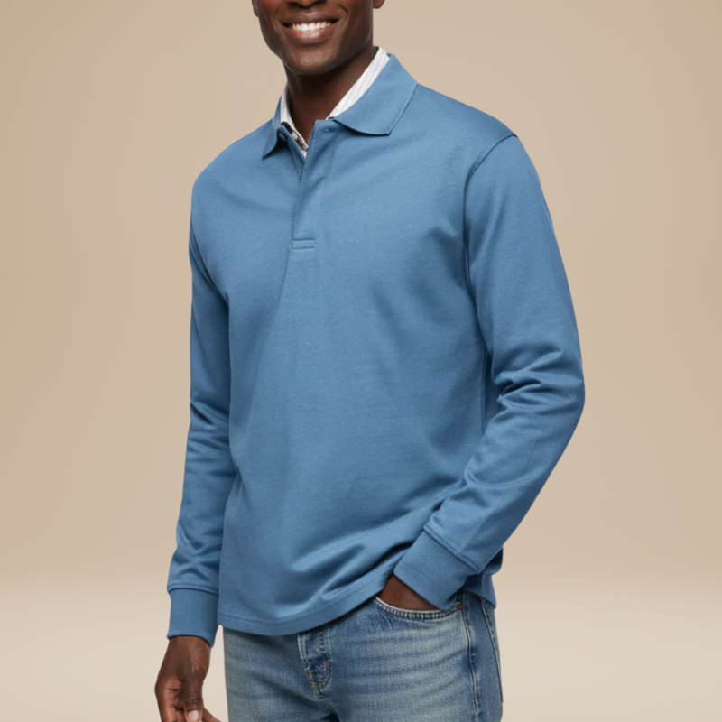 Polo Herren mit langen Ärmeln - blau