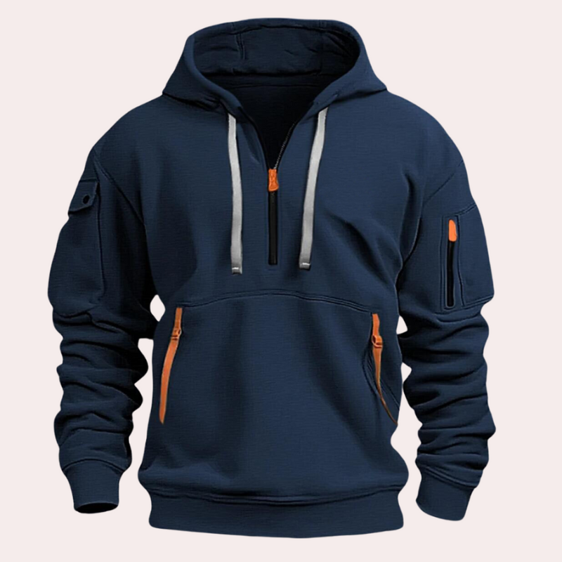 Herren Pullover mit Reißverschluss im Casual Look - blau