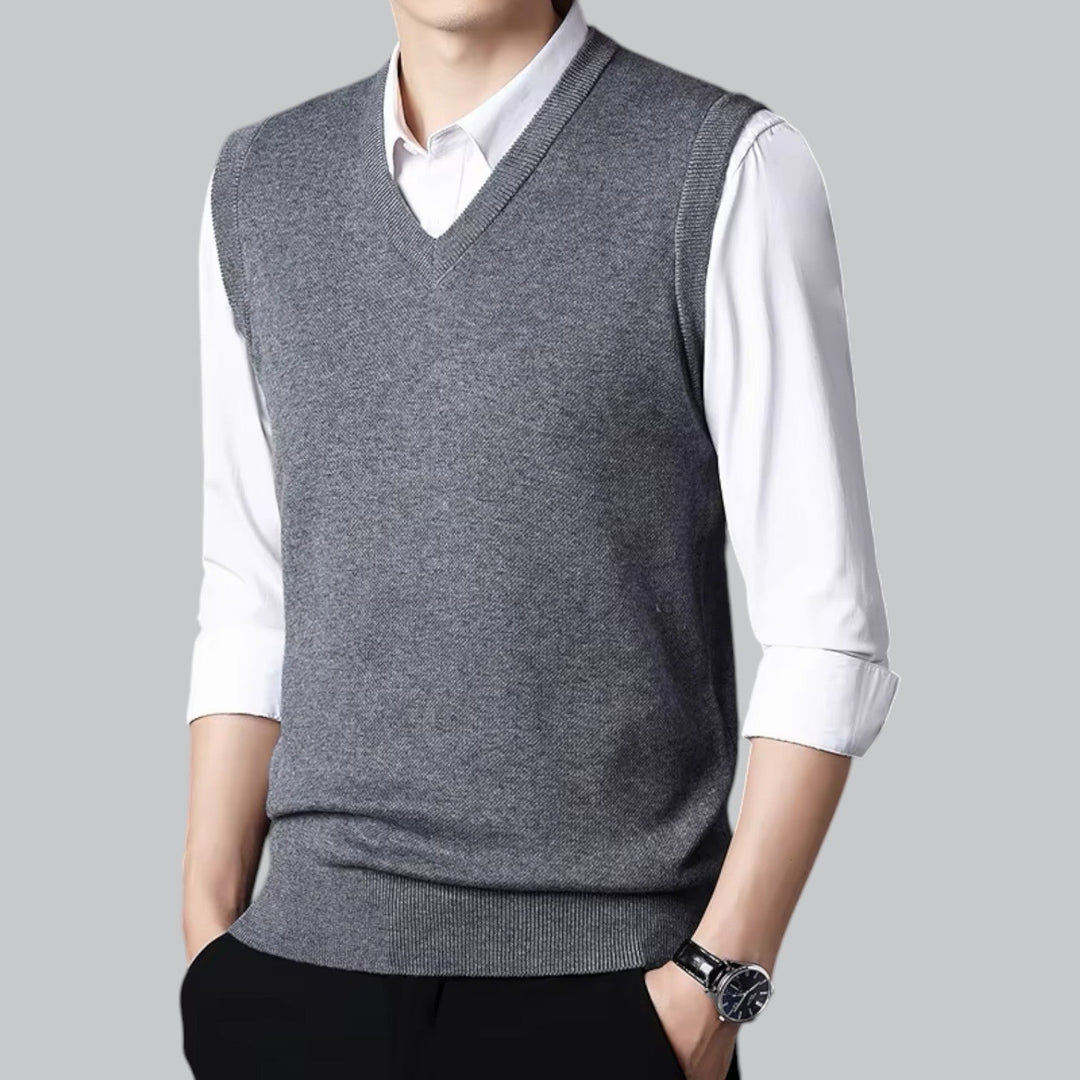 Pullover Herren mit V-Ausschnitt Regular Fit - grau