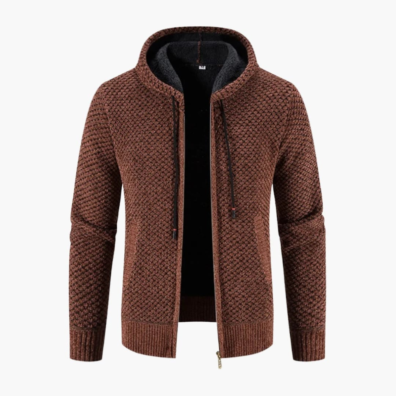 Herren Cardigan mit Kapuze und Hoodie-Stil - braun