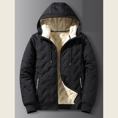 Herren Winterjacke mit Kapuze und Futter - schwarz