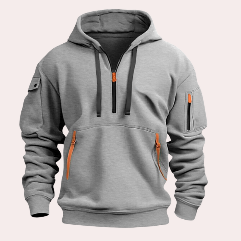 Herren Pullover mit Reißverschluss im Casual Look - grau