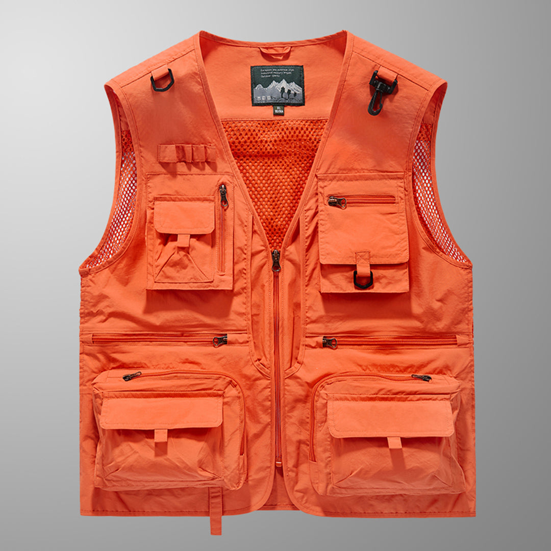Angelweste Herren mit vielen Taschen - orange