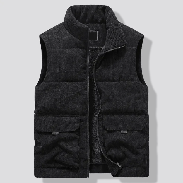 Herren Winterweste mit Futter - schwarz