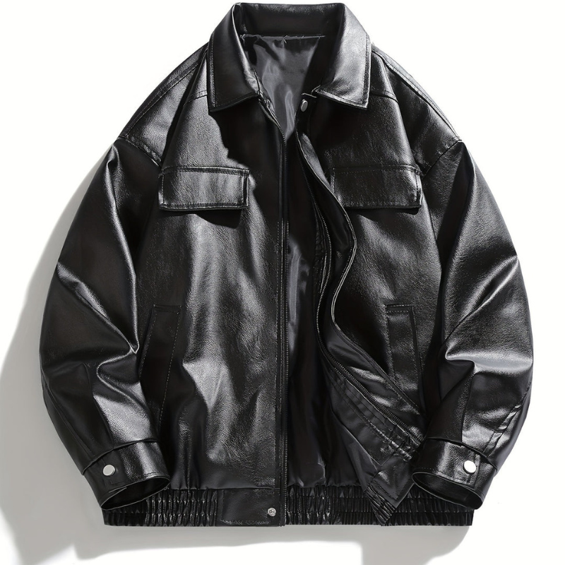Jacke Herren in Lederoptik im urbanen Stil - schwarz