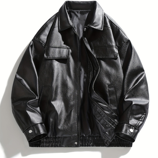 Jacke Herren in Lederoptik im urbanen Stil - schwarz