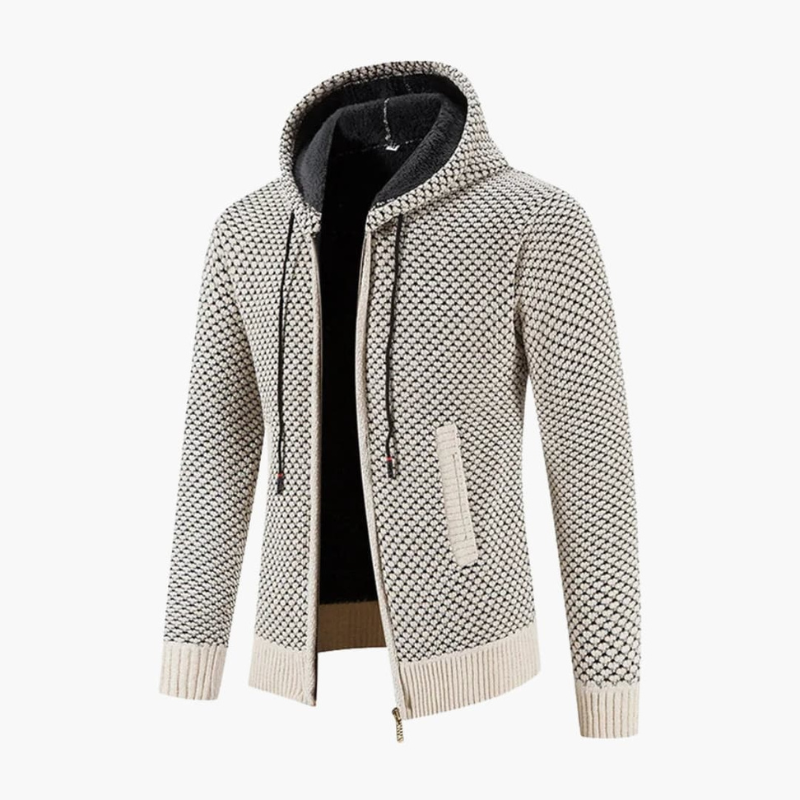 Herren Cardigan mit Kapuze und Hoodie-Stil - beige