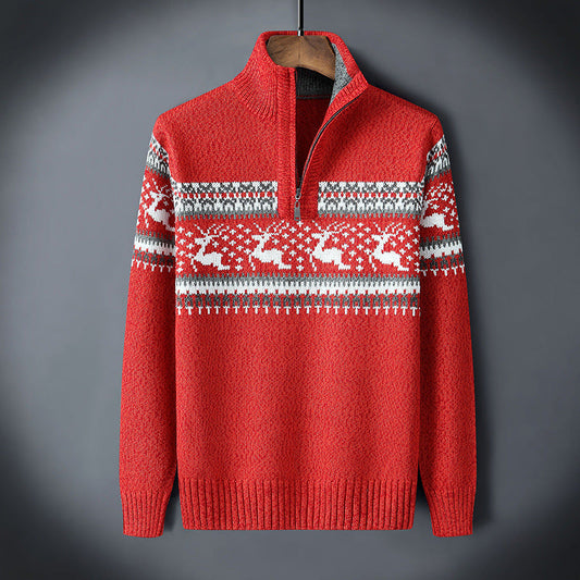 Pullover Herren mit Half-Zip Ausschnitt - rot