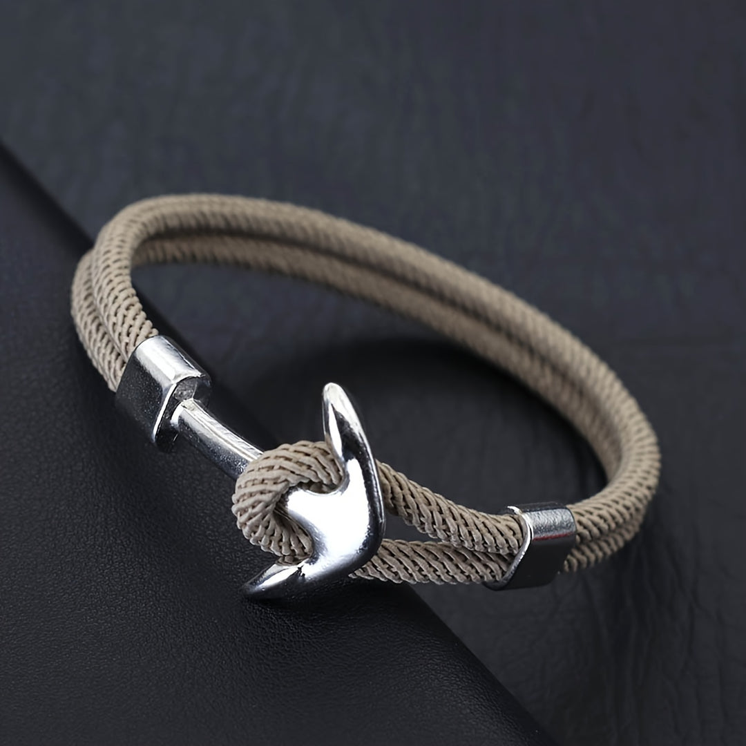 Herren Armband mit Ankerdesign und Verschluss - khaki
