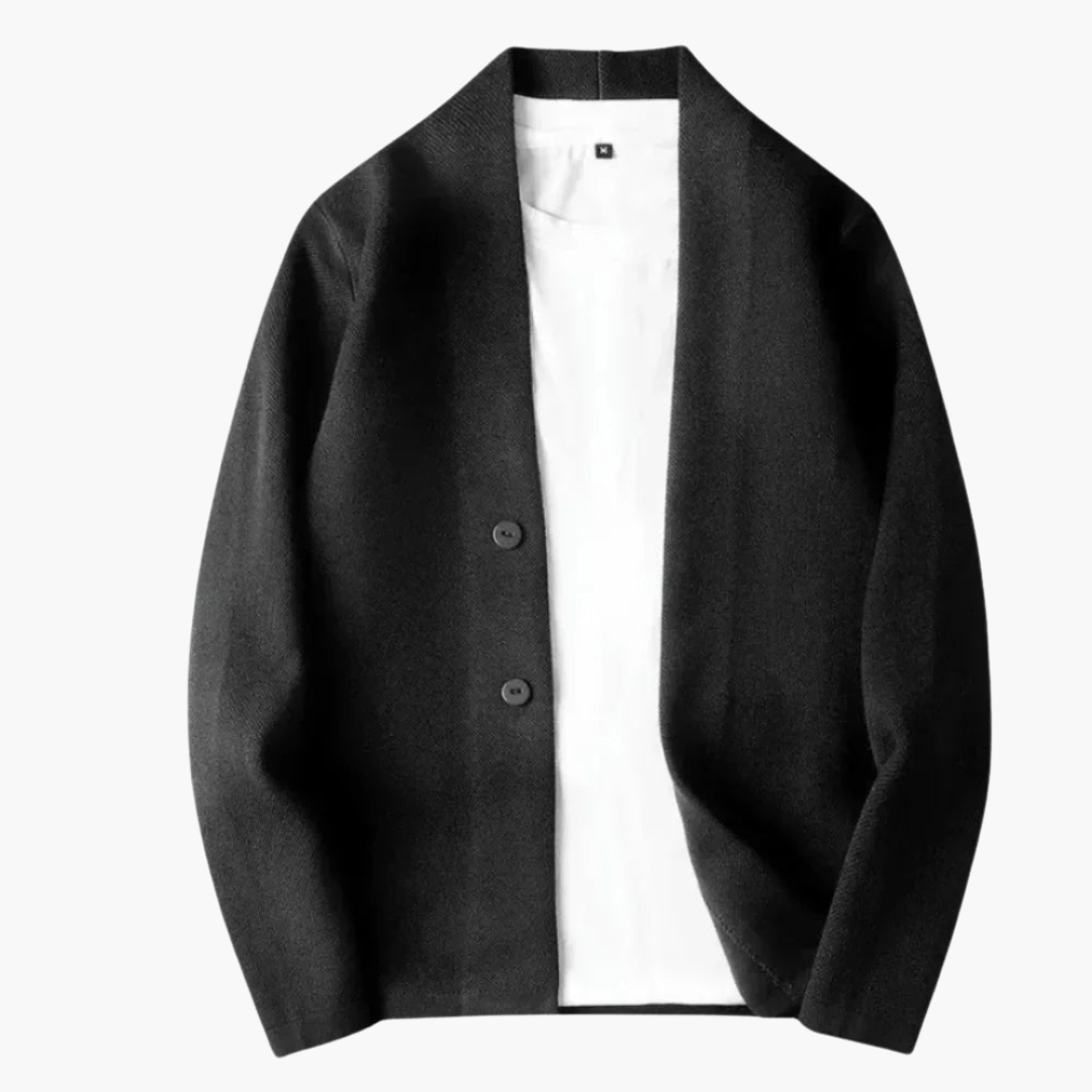 Herren Cardigan mit Knöpfen im klassischen Stil - schwarz