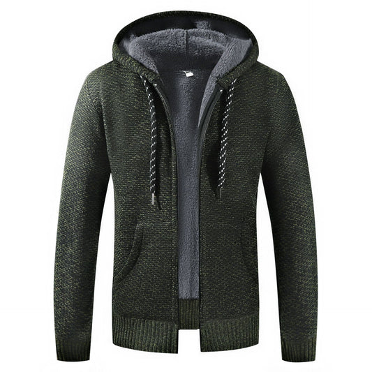 Herren Winterjacke mit Kapuze - armeegrün