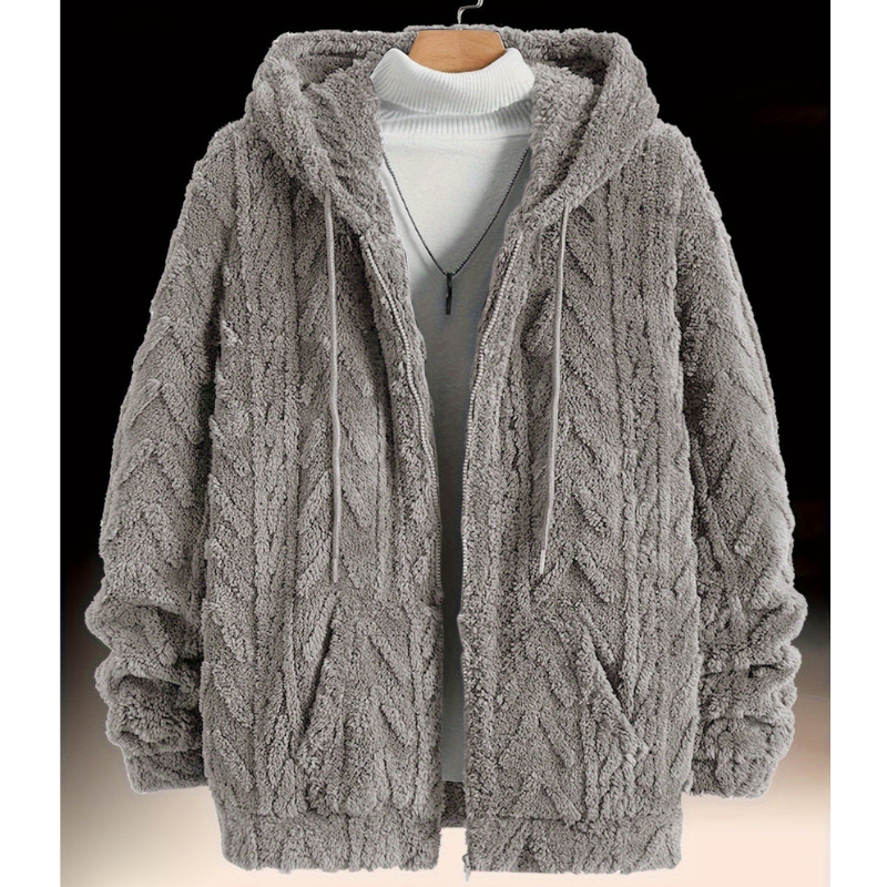Winterjacke Herren im Cardigan-Design mit Kapuze - grau