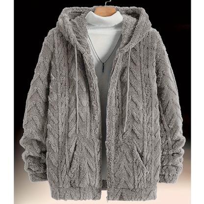 Winterjacke Herren im Cardigan-Design mit Kapuze - grau