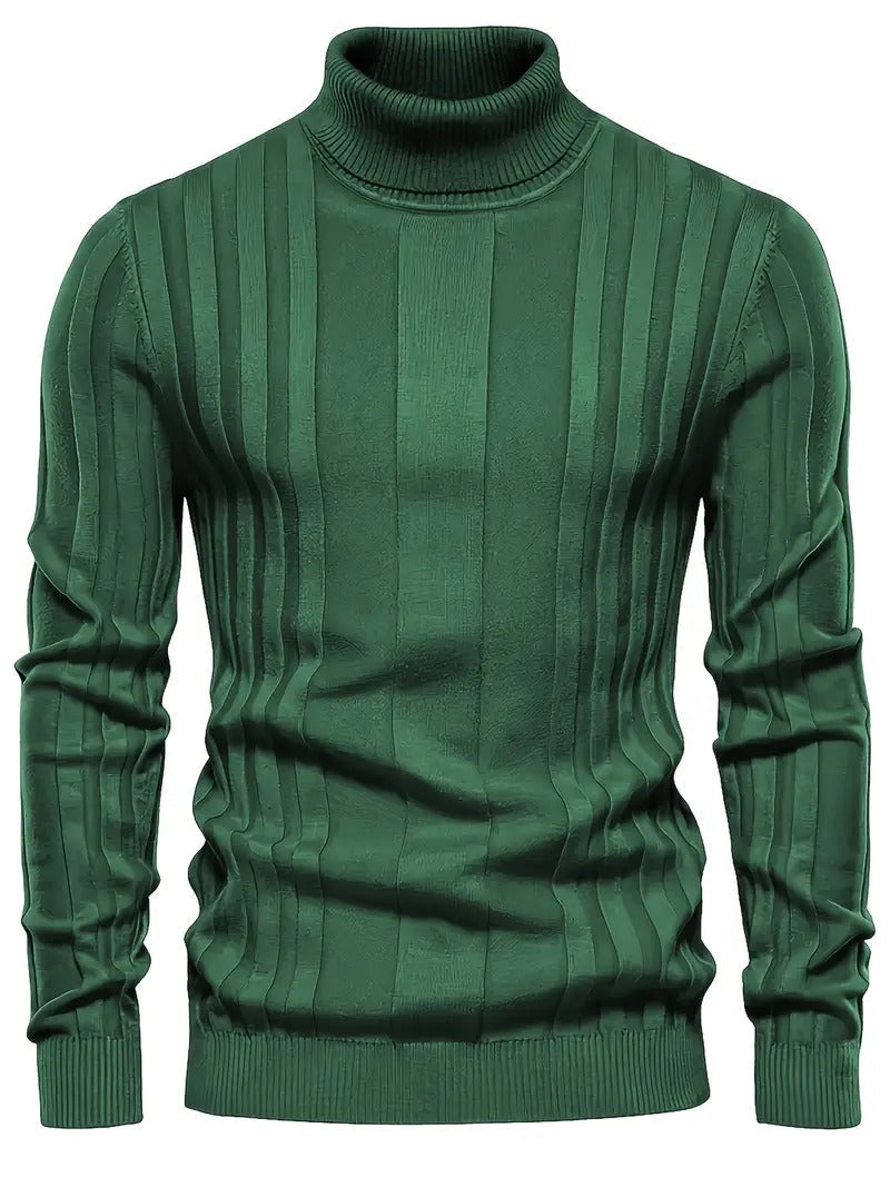 Herren Rollkragenpullover mit langen Ärmeln - grün