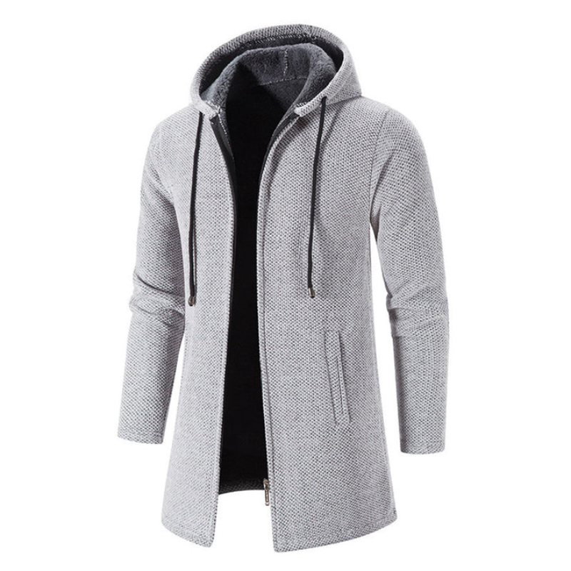 Herren Winterjacke mit Kapuze im Outdoor-Look - hellgrau