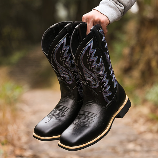 Cowboystiefel Herren mit Westernstil und Stickerei - schwarz
