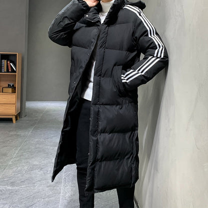 Herren Parka in langer Form mit Kapuze - schwarz