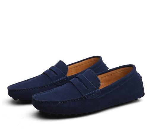 Herren Mokassins aus Wildleder mit rutschfester Sohle - blau