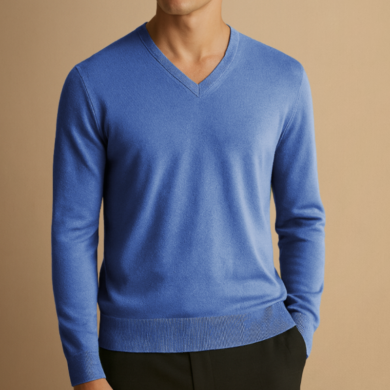 Pullover Herren mit klassischem V-Ausschnitt - blau