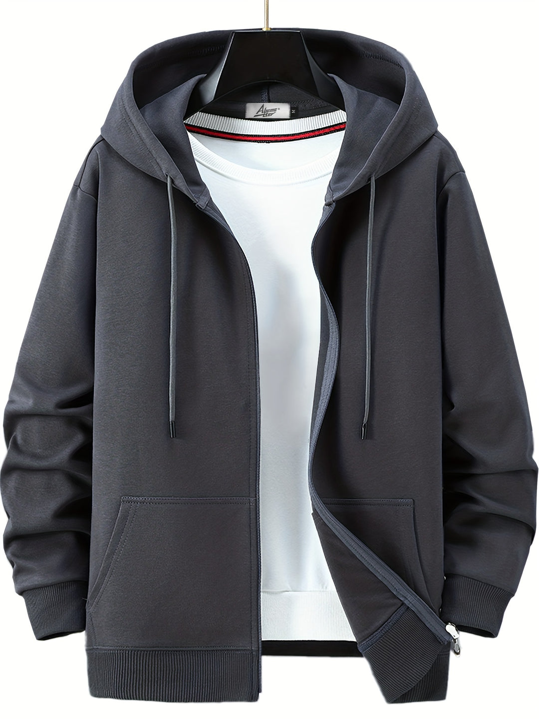 Herren Kapuzenjacke mit Reißverschluss - dunkel-grau