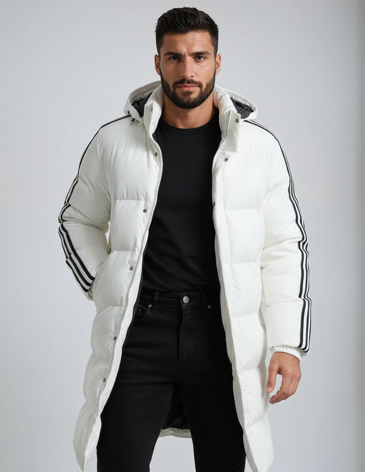 Herren Parka in langer Form mit Kapuze