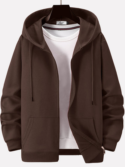 Herren Kapuzenjacke mit Reißverschluss - kaffee