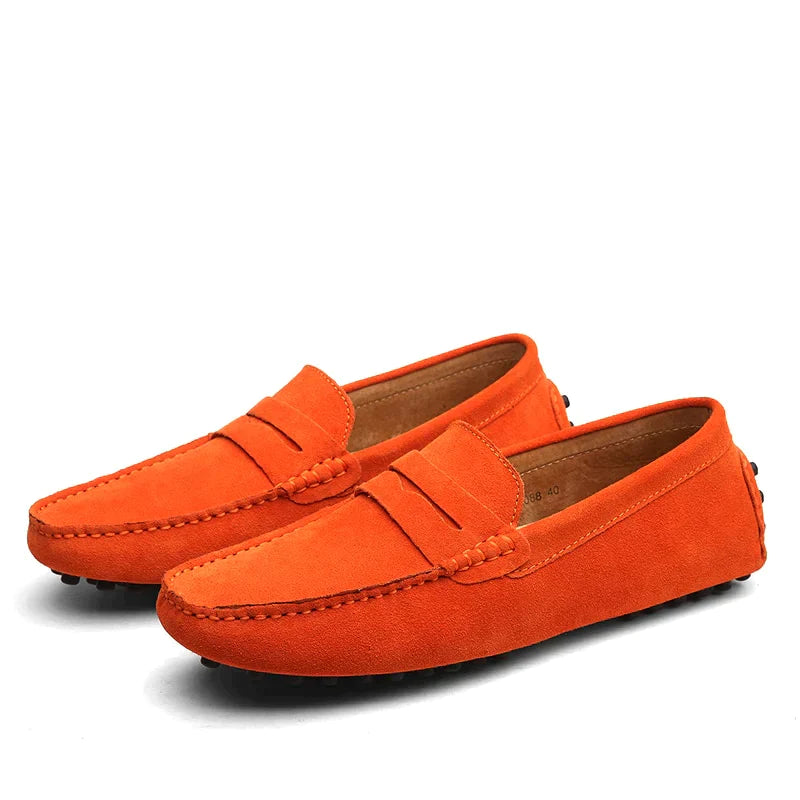 Herren Mokassins aus Wildleder mit rutschfester Sohle - orange