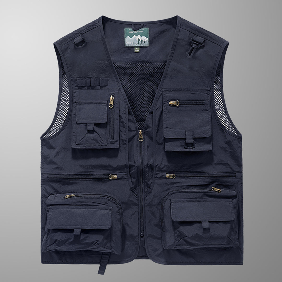 Angelweste Herren mit vielen Taschen - blau