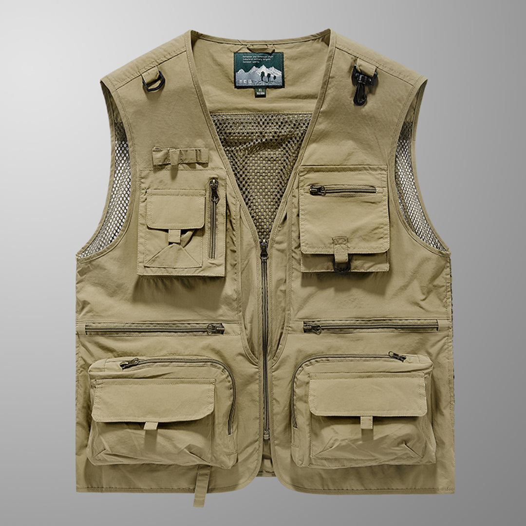 Angelweste Herren mit vielen Taschen - khaki