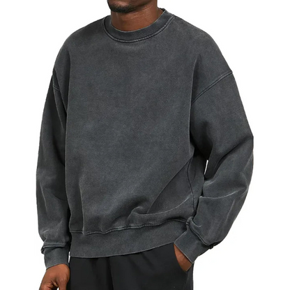 Herren Oversize Pullover mit Rundhalsausschnitt - schwarz