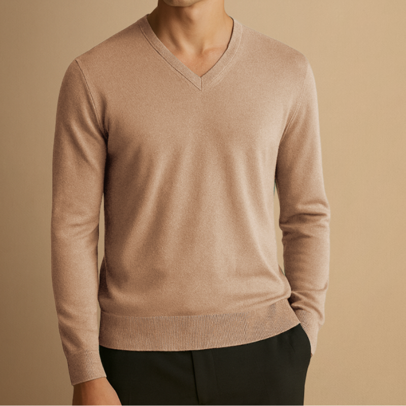Pullover Herren mit klassischem V-Ausschnitt - sand