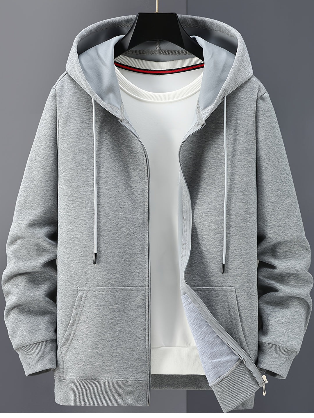 Herren Kapuzenjacke mit Reißverschluss - grau