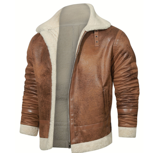 Jacke Herren mit Felloptik im Innenfutter - braun