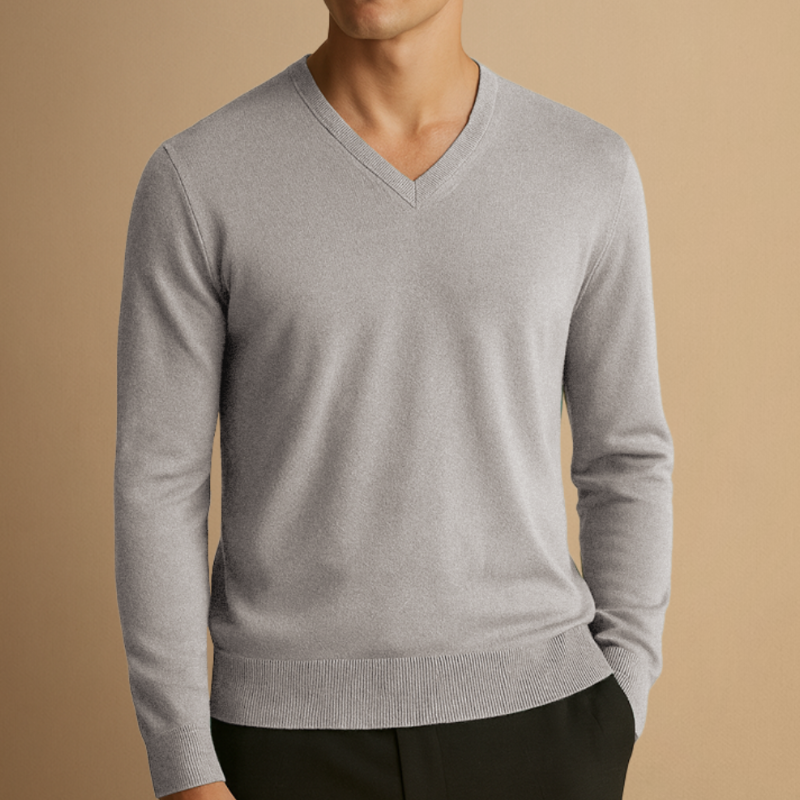 Pullover Herren mit klassischem V-Ausschnitt - grau