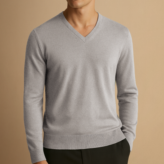 Pullover Herren mit klassischem V-Ausschnitt - grau