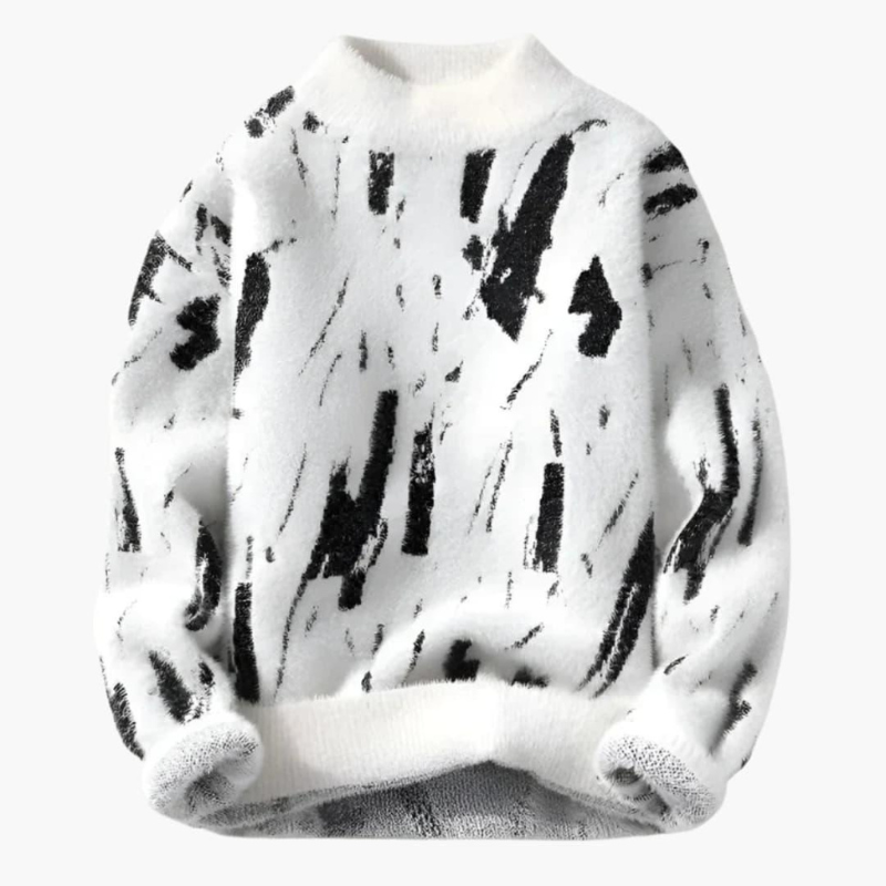 Herren Pullover mit Druckmotiv - weiß