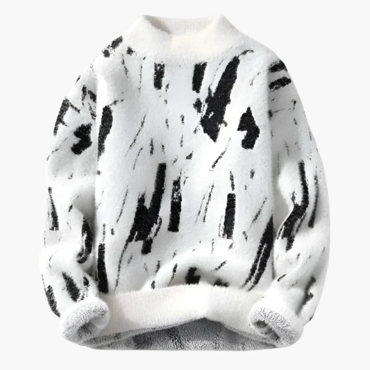 Herren Pullover mit Druckmotiv - weiß