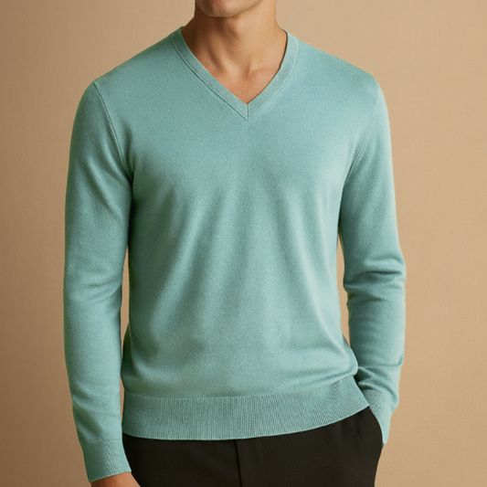 Pullover Herren mit klassischem V-Ausschnitt - grün