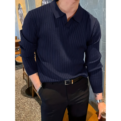 Herren Pullover mit Polokragen und Langarm
