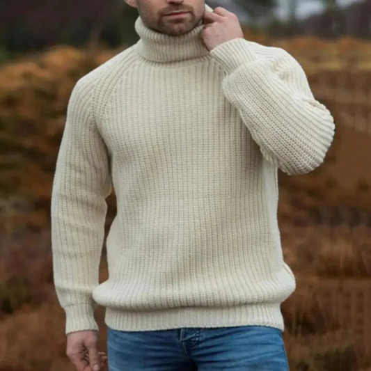 Herren Rollkragenpullover aus Strick im Casual-Stil - beige
