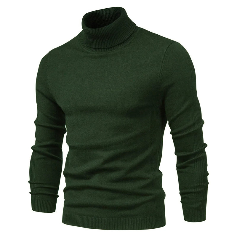 Pullover Herren mit Rollkragen im Winterlook - armeegrün