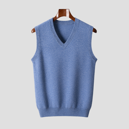 Pullover Herren als ärmellose Weste mit V-Ausschnitt - blau