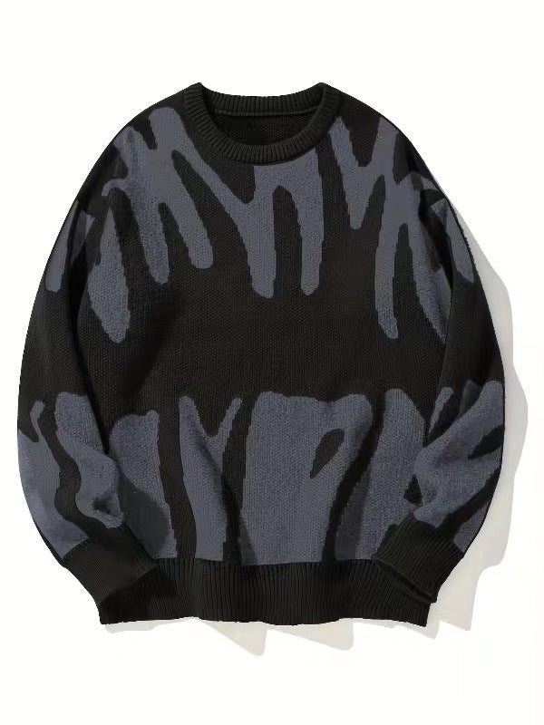 Herren Sweatshirt in Strickoptik - grau-schwarz