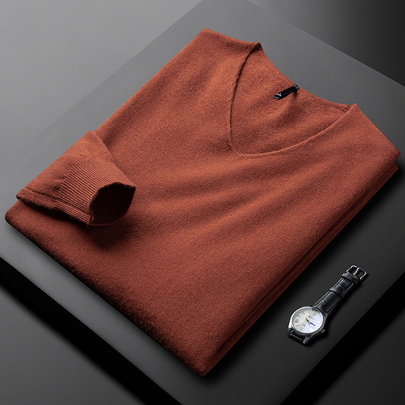 Herren Pullover in tailliertem Schnitt mit V-Ausschnitt - rot