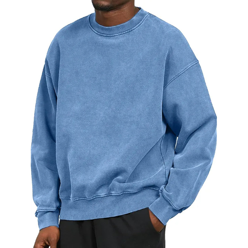 Herren Oversize Pullover mit Rundhalsausschnitt - blau